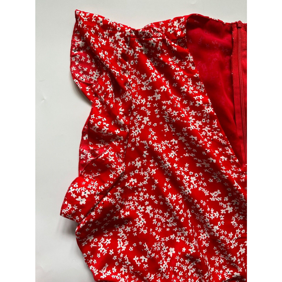 AX Paris Red Ditsy Cropped Playsuit Size 24 Waist 44" - Picture 2 of 4